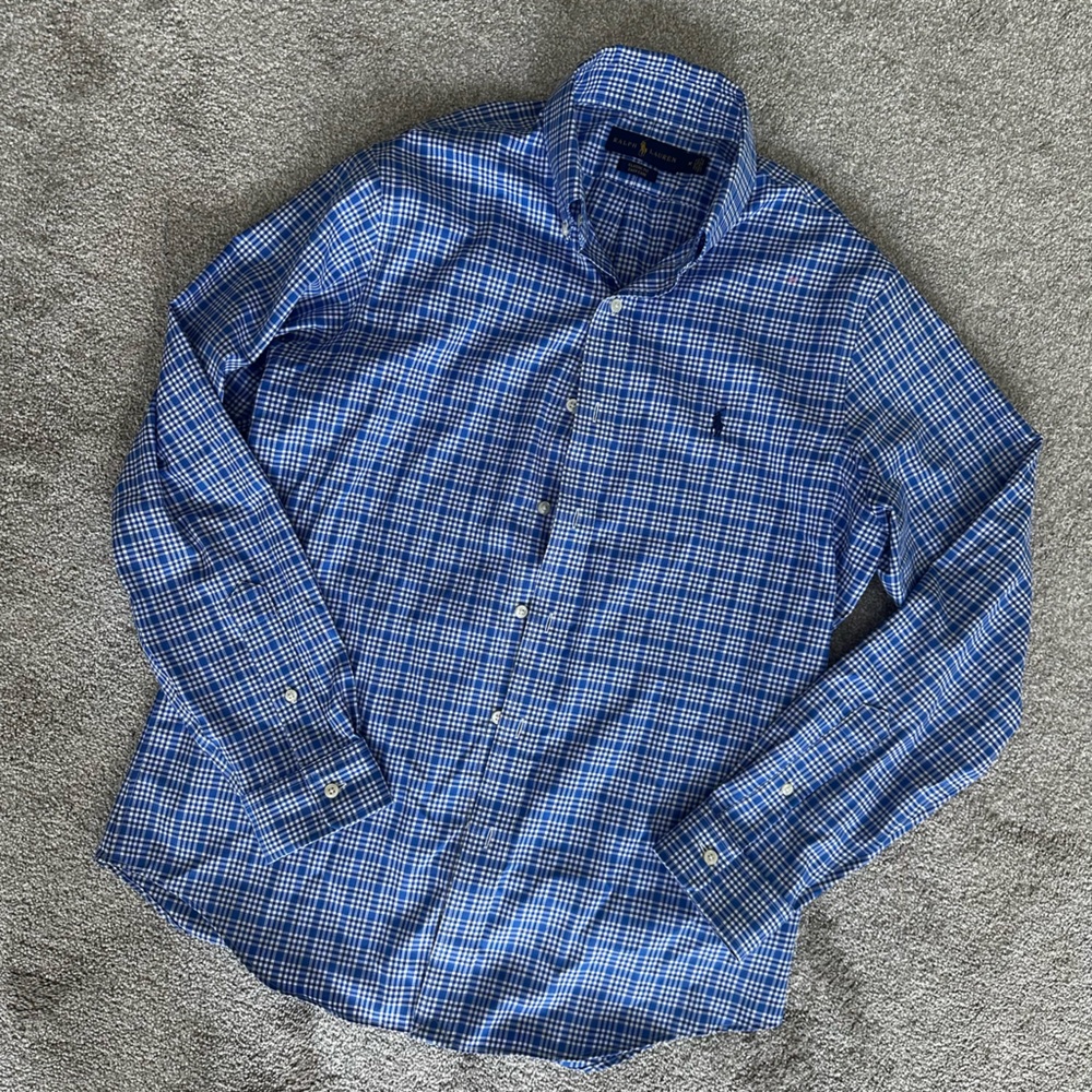 Ralph Lauren Men's Blue Checkered Casual Shirt